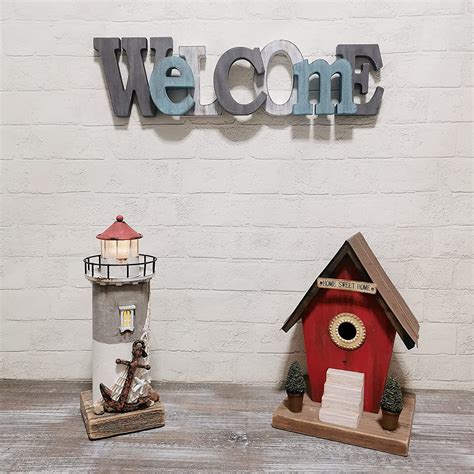 Buy Linfevisi Wooden Welcome Sign Aqua Hanging Block Letters Sign