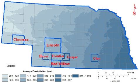 Map Of Nebraska Usa Showing Counties Where The Study Was Carried Out