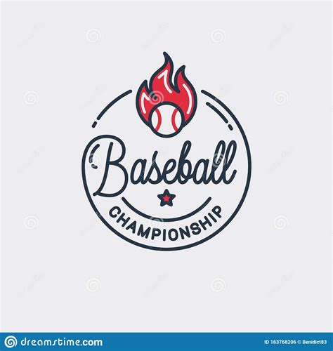 Baseball Championship Logo Round Linear Of Ball Stock Vector