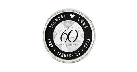 Elegant 60th Diamond Wedding Anniversary Lapel Pin Zazzle