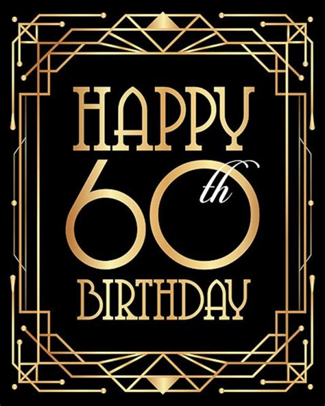 Happy 60th Birthday Sign Printable Birthday Poster Sixtieth Etsy