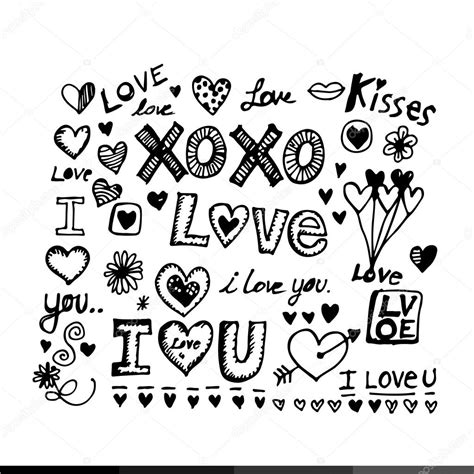 Tumblr stickers, afdrukbare stickers, laptop. Doodle Love Drawing — Stock Vector © porjai #115166130