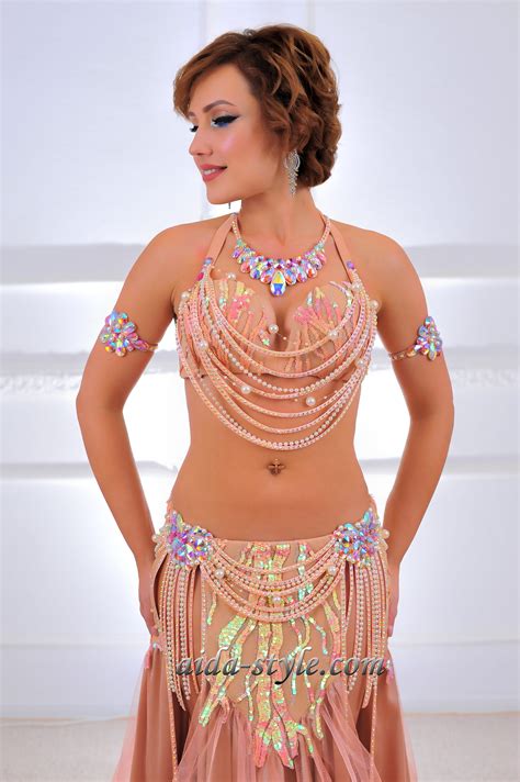 Best diy belly dancing costume from embellished bras diy belly dance costume book by dawn devine. Sparkling Light Peach Belly Dance Costume | Aida Style