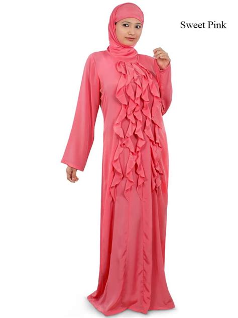 Mybatua Pink Polyester Arabian Dailywear Islamic Muslim Long Abaya With