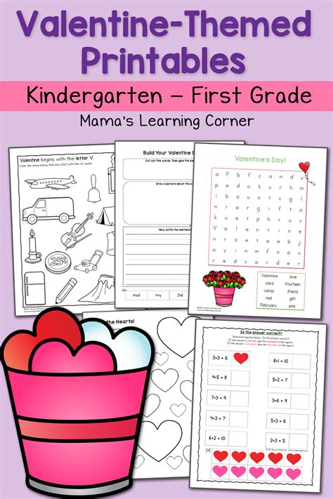 valentine worksheets  kindergarten   grade mamas learning