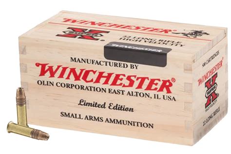 Winchester 22lr 36 Gr Copper Plated Hp 500 Rounds In Wooden Box Limited Edition For Sale