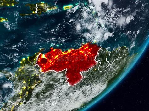 Venezuela At Night On Earth Stock Photo Image Of Night Satellite