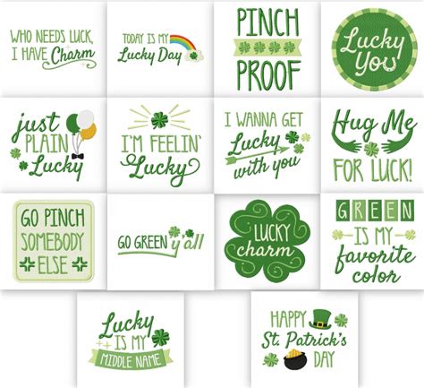 Lucky St Patricks Day Quotes Embroidery Pack St Patricks Day Quotes