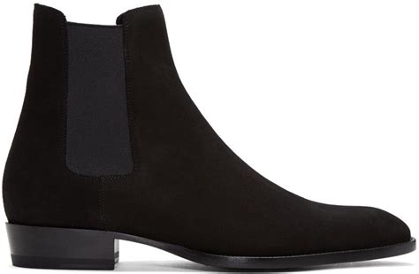 You might be thinking, but didn't you just basically say boots are for winter? Saint Laurent Black Suede Wyatt Chelsea Boots In 1000 ...