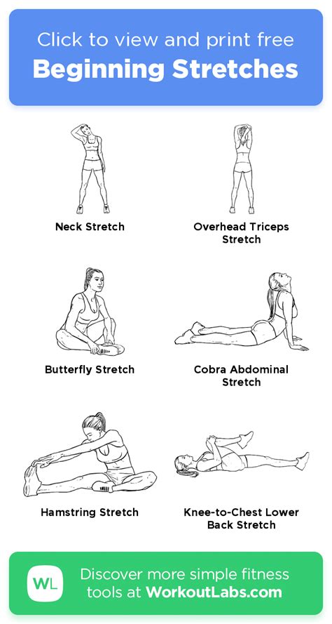 Beginning Stretches Click To View And Print This Illustrated Exercise Plan Create After