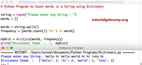 Python Program To Count Words In A String Using Dictionary