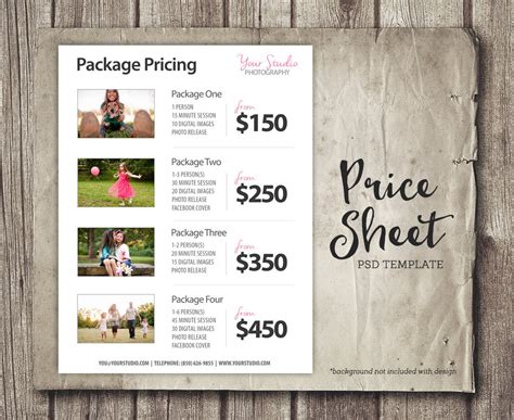 Edit the text and add your own prices in a matter of minutes! Price List Template Photography Pricing List Sell Sheet
