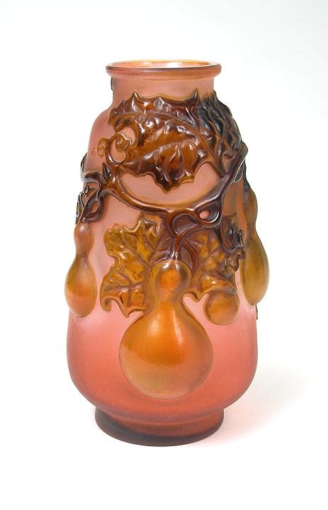 French Glass Gallé Galle Blownout Gourd Vase