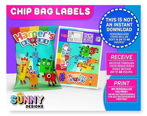 Numberblocks Chip Bag Labels Numberblocks Party Treats Etsy