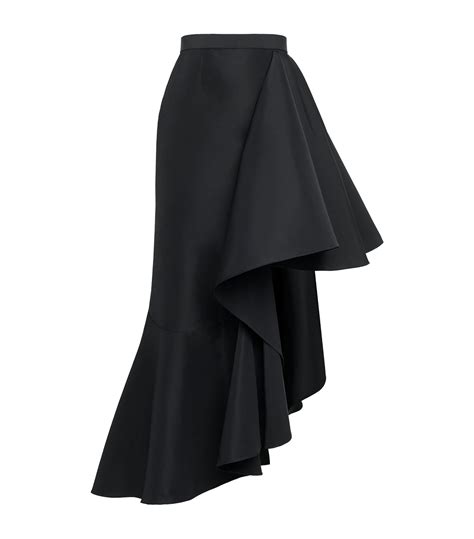 Womens Alexander Mcqueen Black Asymmetric Midi Skirt Harrods Uk
