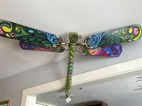 Old Fan Blade Dragonfly With Glass Doorknob Eyes And Zen Doodle Wings