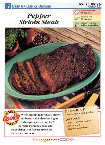 It is a boneless, lean cut of beef from the area (round) next to. Easy Everyday Cooking Cards: Pepper Sirloin Steak - Beef ...