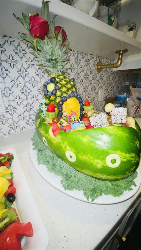 Pin On Spongebob Theme Watermelon Fruit Bowl