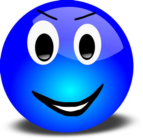 Free 3d Grinning Blue Smiley Face Clipart Illustration