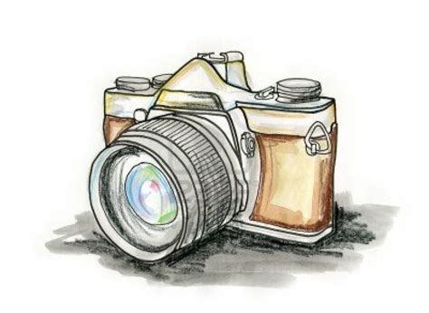 And then the magic happens. Hand drawn illustration of a photo camera on white ...