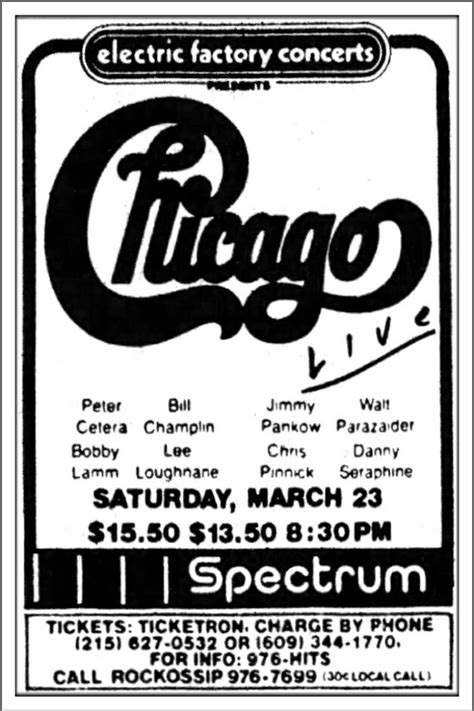 Chicago The Band Philadelphia Pa 03231985 Concert Poster Art