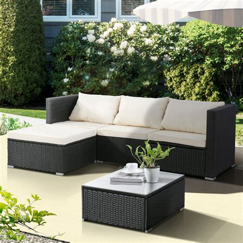 Uenjoy 5pc Wicker Rattan Patio Sofa Set Outdoor Garden Furnitureblack