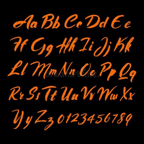 Hand Drawn Alphabet Vector Font Messy Brush Script Letters And Numbers