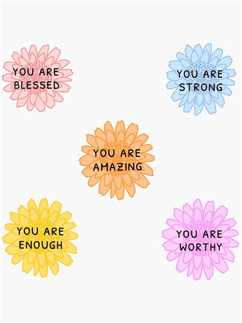 Positive Affirmation Flowers Sticker For Sale By Ohmygosh Design