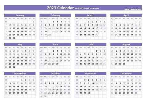 2023 Calendar With Week Numbers Us And Iso Week Numbers