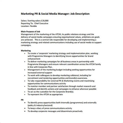 Marketing Manager Job Description Template - 9+ Free Word, PDF Format