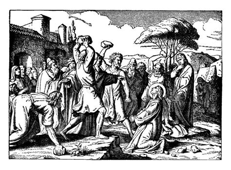 The Stoning Of Stephen The First Martyr Vintage Illustration Stock
