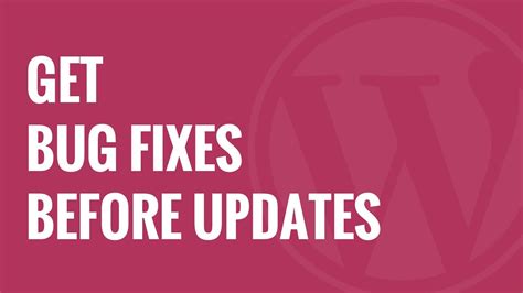How To Get Bug Fixes In Wordpress Before The Next Core Update Youtube