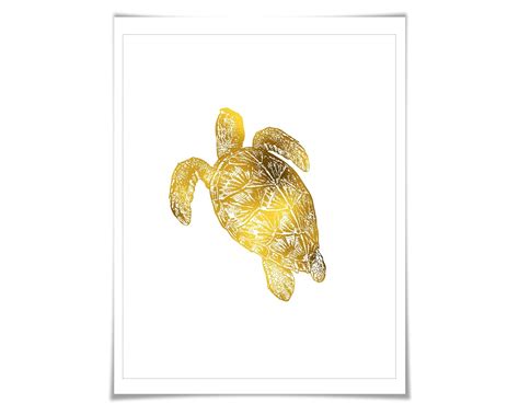 Amazon Com Sea Turtle Gold Foil Nautical Art Print 7 Foil Colours 3