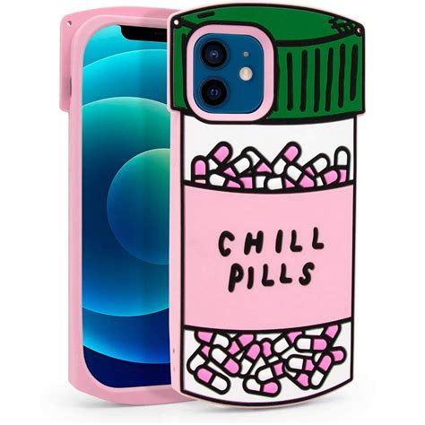 3d Cute Cartoon Charactor Funny Chill Pills Soft Silicone Rubber Phone