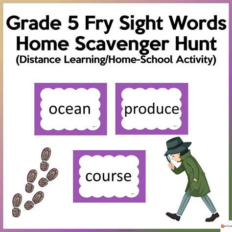 Distance Learning Grade 5 Fry Sight Words Home Scavenger Hunt Made By