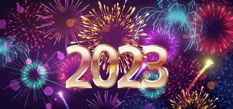 New Year 2023 Fireworks Purple Metallic Font Background New Year 2023
