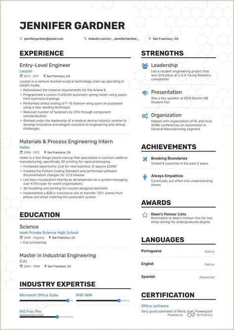 Entry Level Aerospace Engineering Resume Template Resume Example Gallery