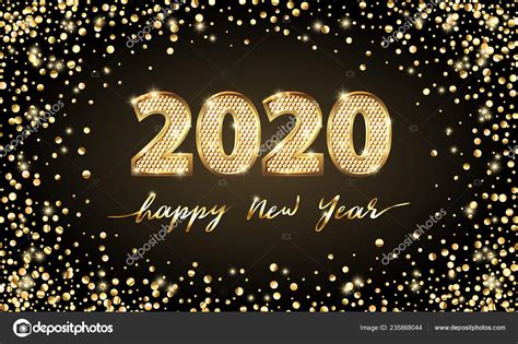 Golden Vector Luxury Text 2020 Happy New Year Gold Festive — Stock