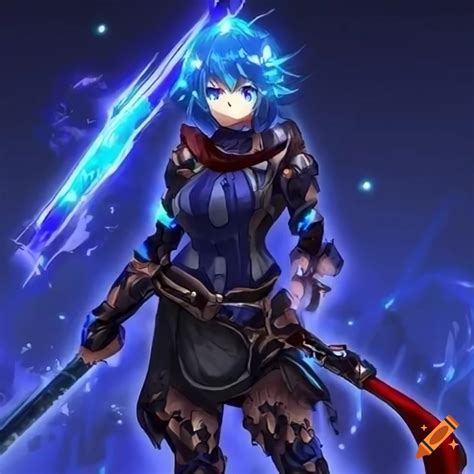 A Fierce Anime Warrior With A Glowing Blue Armament