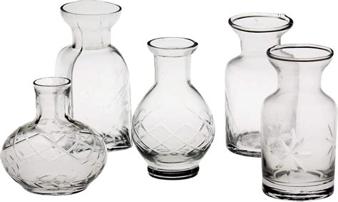 Small Cut Glass Vases In Differing Unique Shapes Set Of Five By Signals Uk Kitchen