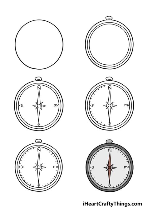 Compass Drawing How To Draw A Compass Step By Step