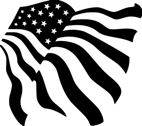 Clip Art American Flag With Black And White Stripes Waving American