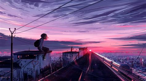 Anime Sunset Desktop Wallpaper