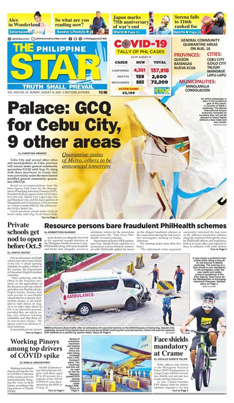 The Philippine Star August 16 2020 Newspaper Get Your Digital