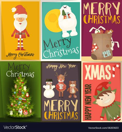 Merry Christmas Posters Set Royalty Free Vector Image