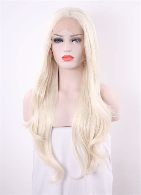 Tripal Hairs Platinum Blonde Wig Heat Resistant Synthetic Lace Front Wigs Natural Wavy 60 Color