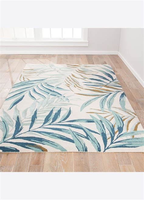 Blue Tropic Peninsula Sculpted Wool Area Rug Tropical Area Rugs Wool