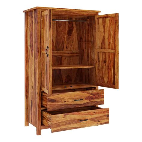 Healdsburg Rustic Solid Wood Large Wardrobe Armoire With Drawers