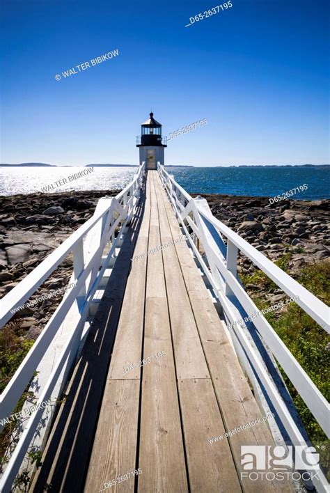 Usa Maine Port Clyde Marshall Point Lighthouse Stock Photo Picture