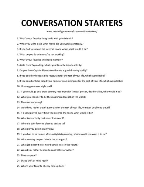 A White Paper With The Words Conversation Starter Written In Black On